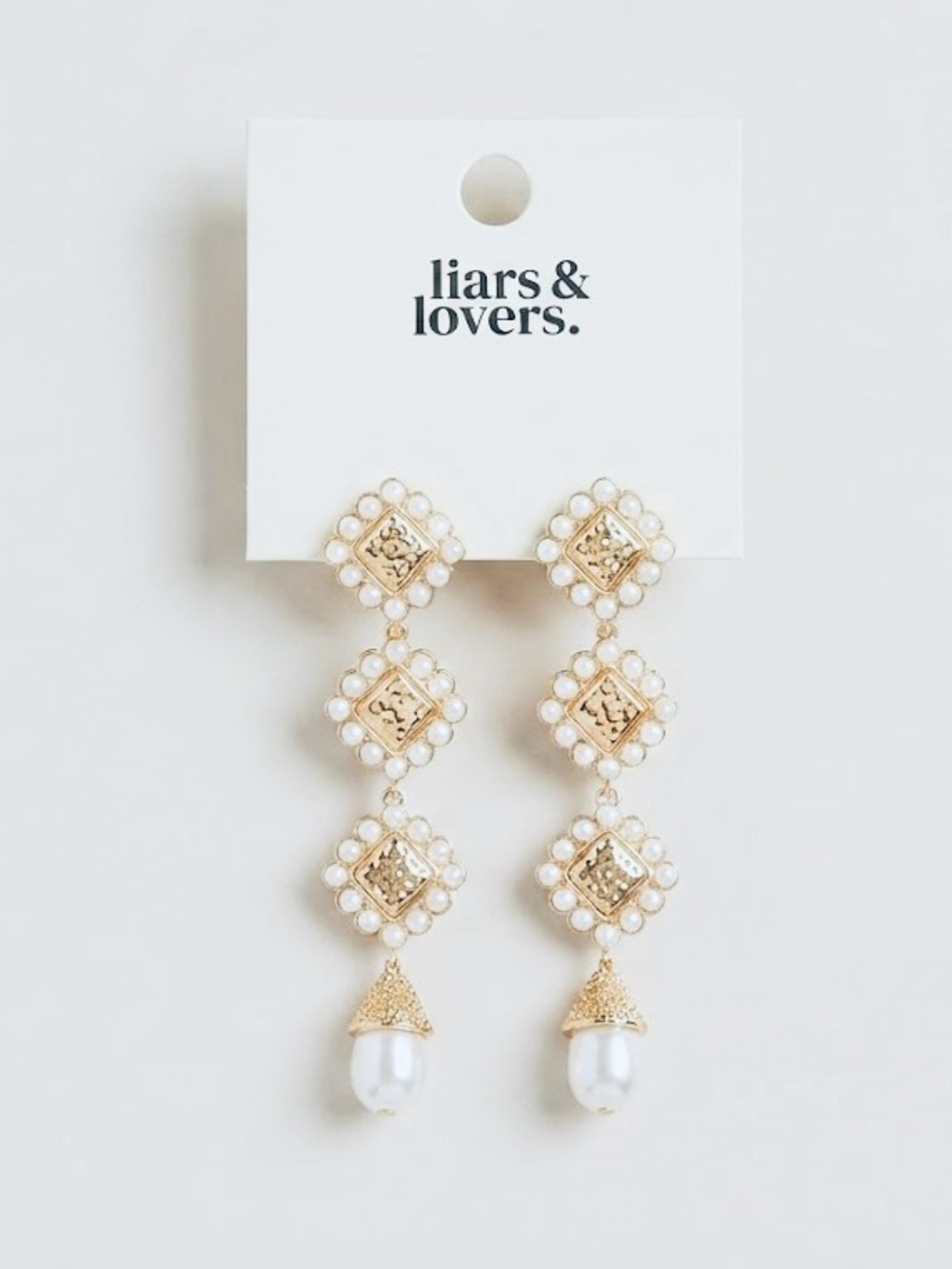 ✨ Statement Gold Tone & Faux Pearl Drop Earrings ✨ Liars & Lovers 💫 NWT 💫